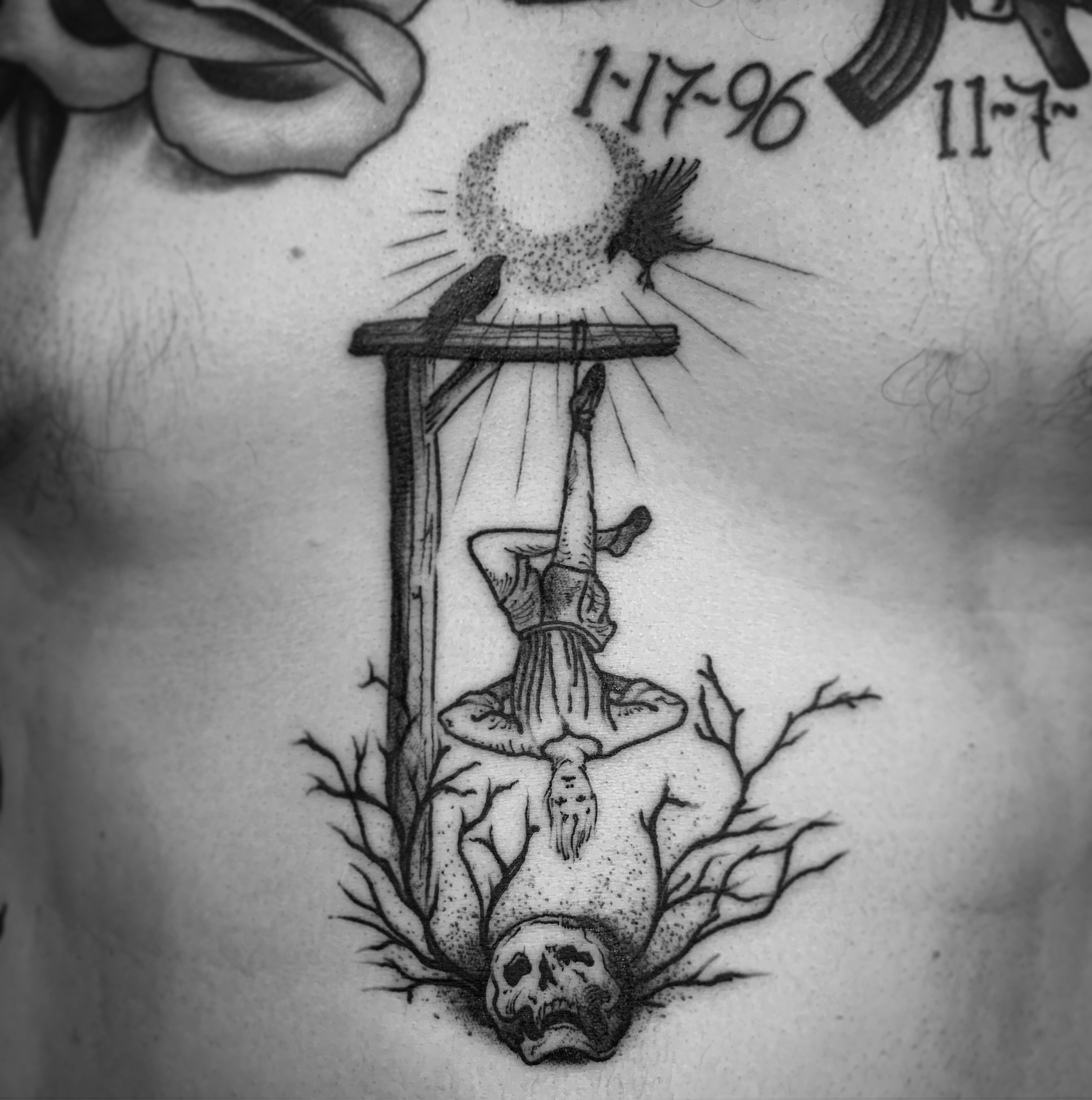 Phil TwoRavens Tattoo  The Hanged Man  thanks Cat Done  thistleandsnowstudio  Facebook
